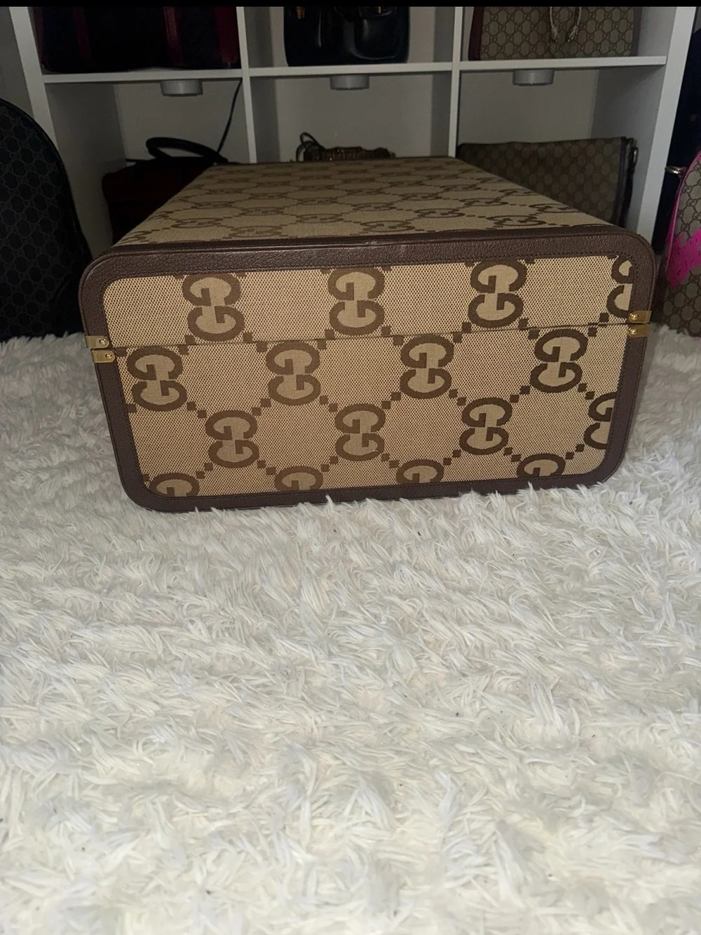 Gucci Jumbo Ridgid Suitcase Brown & Beige GG Monogram with Gold Hardware